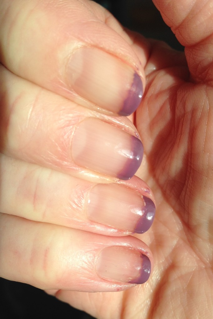 clear nails with purple tips
