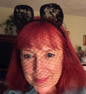 me wearing black lace cat ears & veil neversaydiebeauty.com