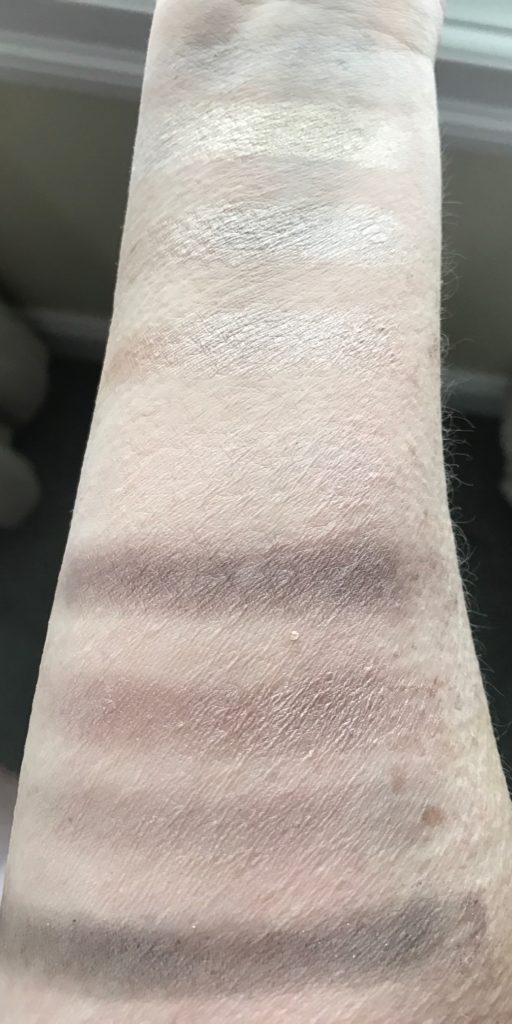 swatches from Jesse's Girl Dream Girl shadow palette, neversaydiebeauty.com