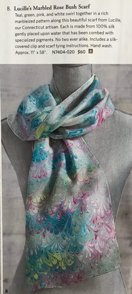 Uno Alla Volta Lucille's Rose Bush water marble silk scarf in the catalogue, neversaydiebeauty.com