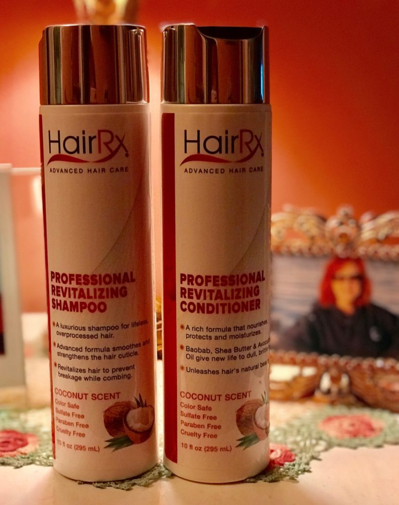 HairRx Revitalizing Shampoo and Conditioner bottles, neversaydiebeauty.com