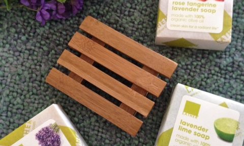 LATHER Lavender Soap Set: 3 different soaps with bamboo soap dish neversaydiebeauty.com @redAllison