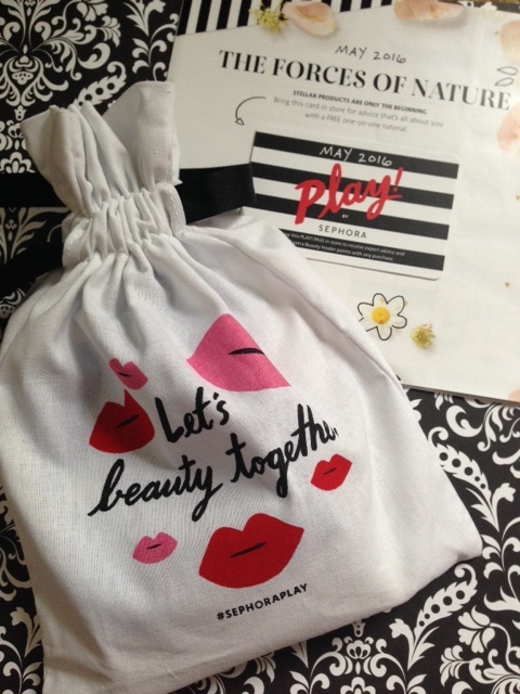 Sephora Play! beauty box with drawstring bag for May 2016 neversaydiebeauty.com @redAllison