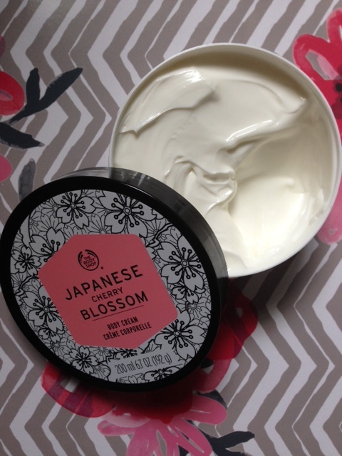 open tub of The Body Shop Japanese Cherry Blossom body cream neversaydiebeauty.com @redAllison