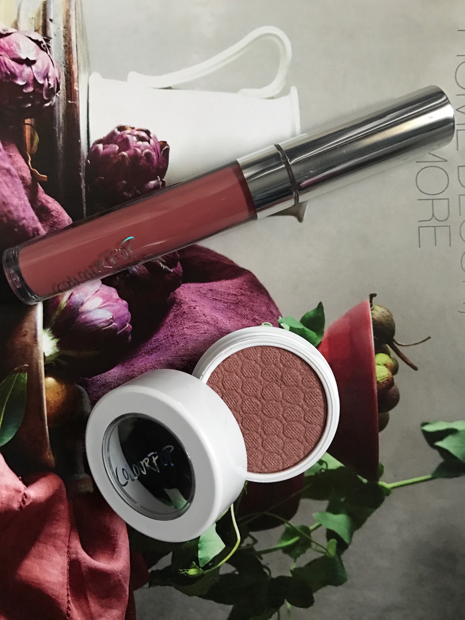ColourPop Ultra Satin Lip in Calypso & Super Shock Shadow in Wattle neversaydiebeauty.com