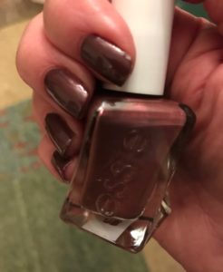 Essie Gel Couture Pearls of Wisdom nail polish bottle & my nails, neversaydiebeauty.com
