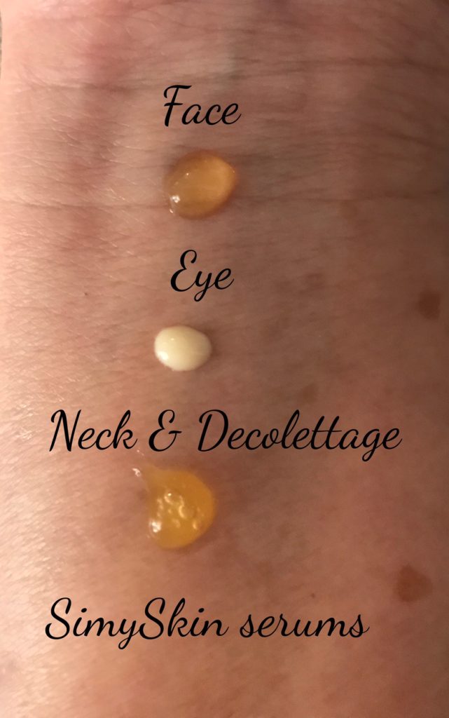 swatches of SimySkin serums neversaydiebeauty.com