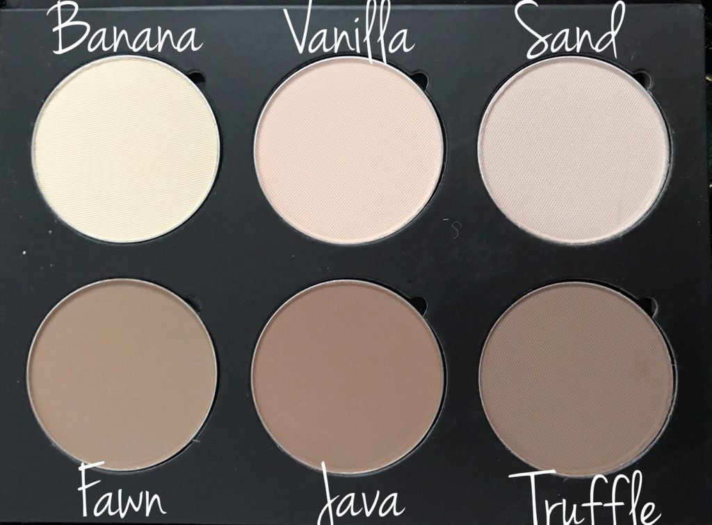 Beauty Junkees Contour Highlight Kit open to show pans, labeled, neversaydiebeauty.com