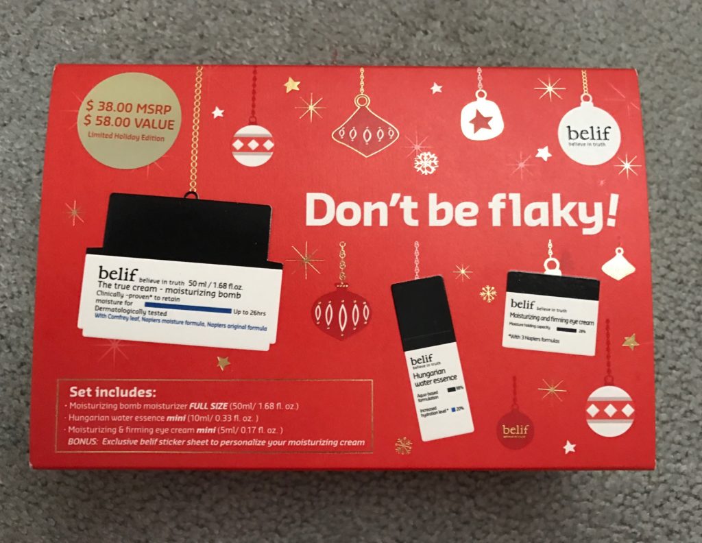 Belif Don't Be Flaky skincare kit, neversaydiebeauty.com