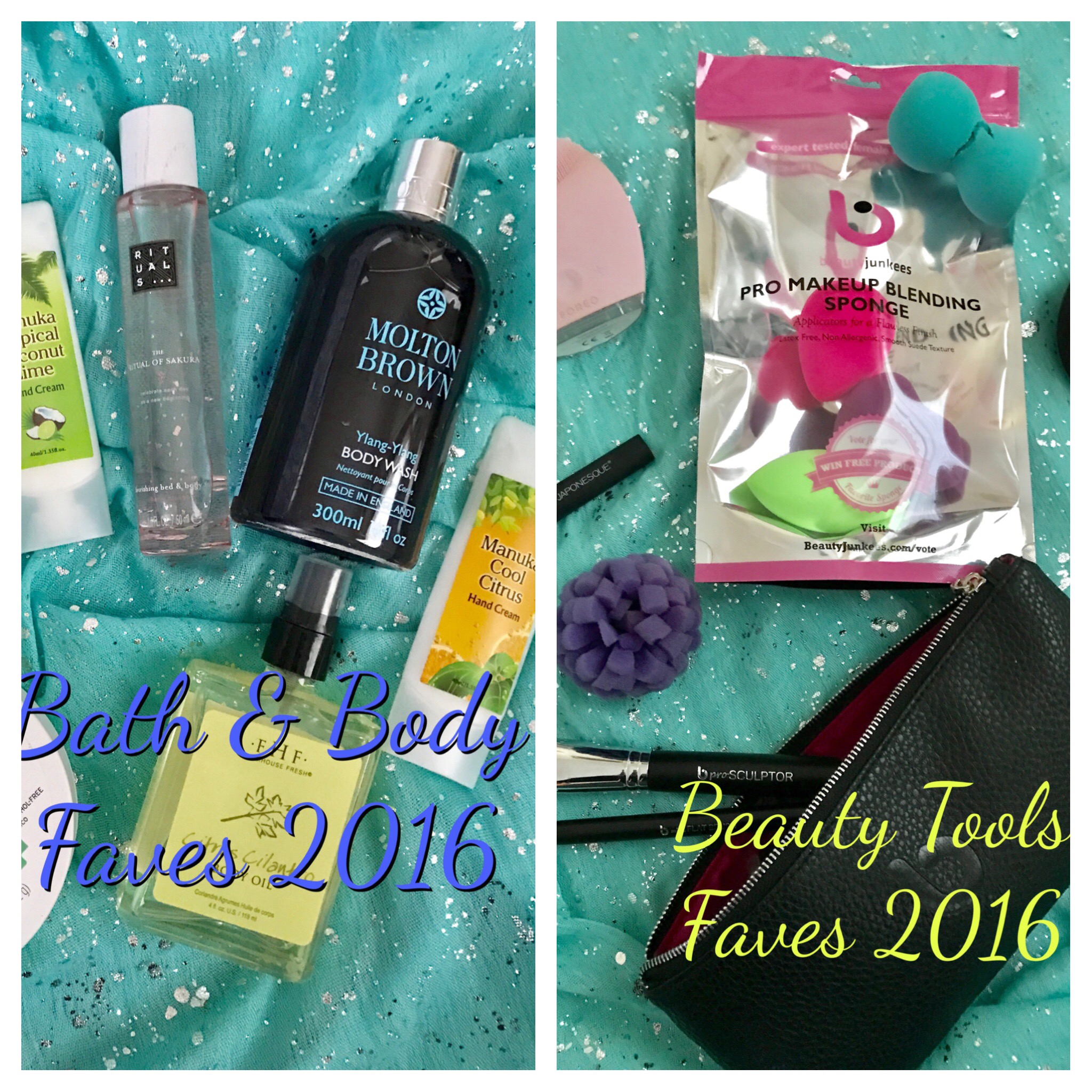 collage of my favorite bath & body and beauty tools for 2016, neversaydiebeauty.com