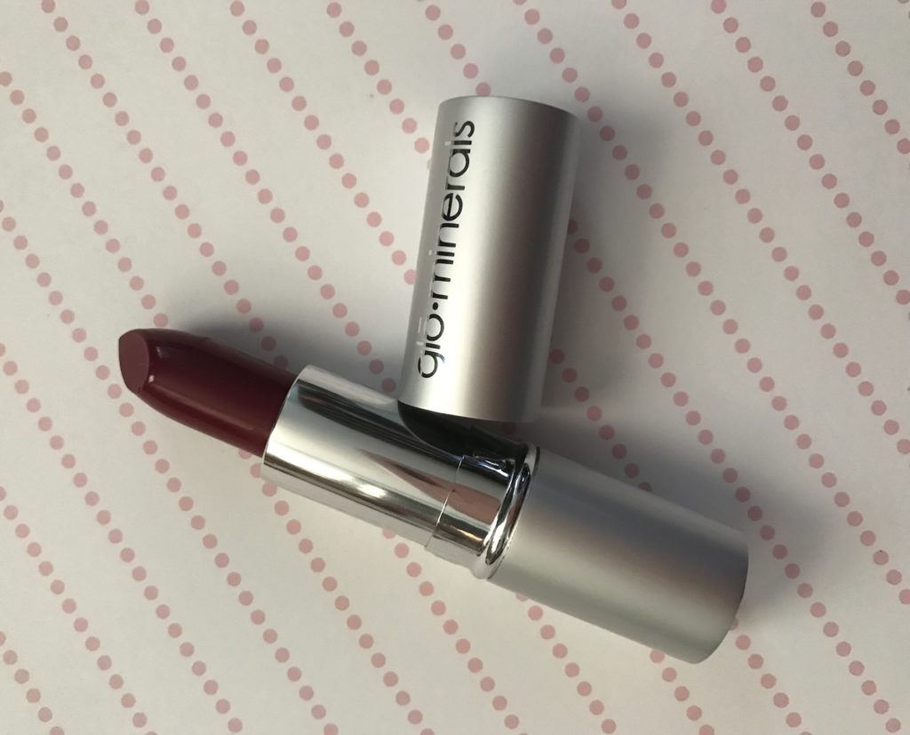 GloMinerals Bold Pursuit lipstick in date night, a cranberry red shade neversaydiebeauty.com