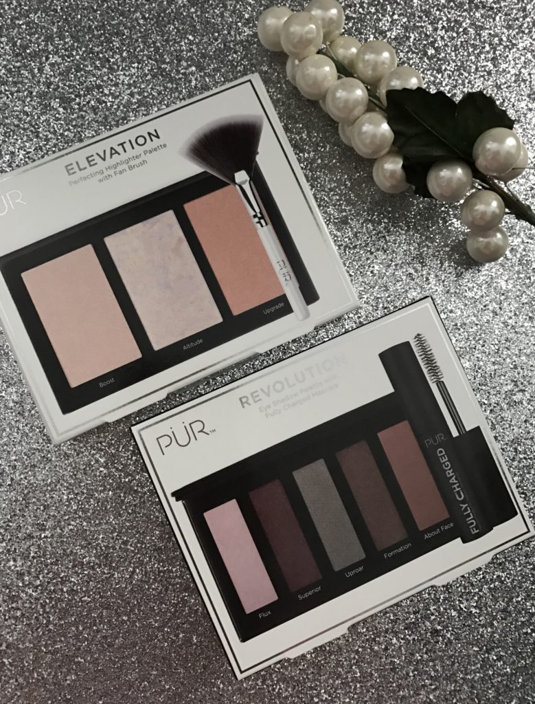 PUR Cosmetics back of the boxes: Elevation Highlighter Palette & Revolution Shadow Palette neversaydiebeauty.com