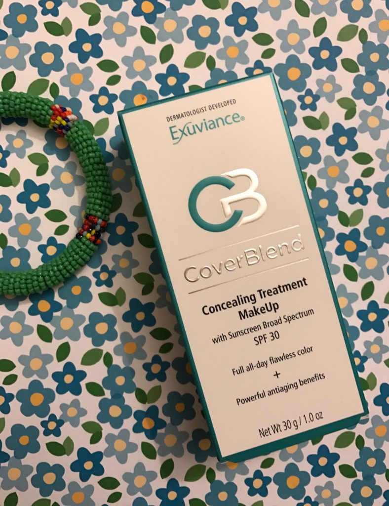 Exuviance CoverBlend Concealing Treatment Makeup, outer box, neversaydiebeauty.com