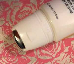 StriVectin Tightening Neck Serum Roller, uncapped closeup of roller, neversaydiebeauty.com