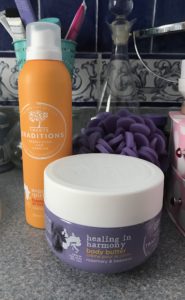 Treets Traditions Nourishing Spirits Foaming shower gel & Healing in Harmony Body Butter, neversaydiebeauty.com