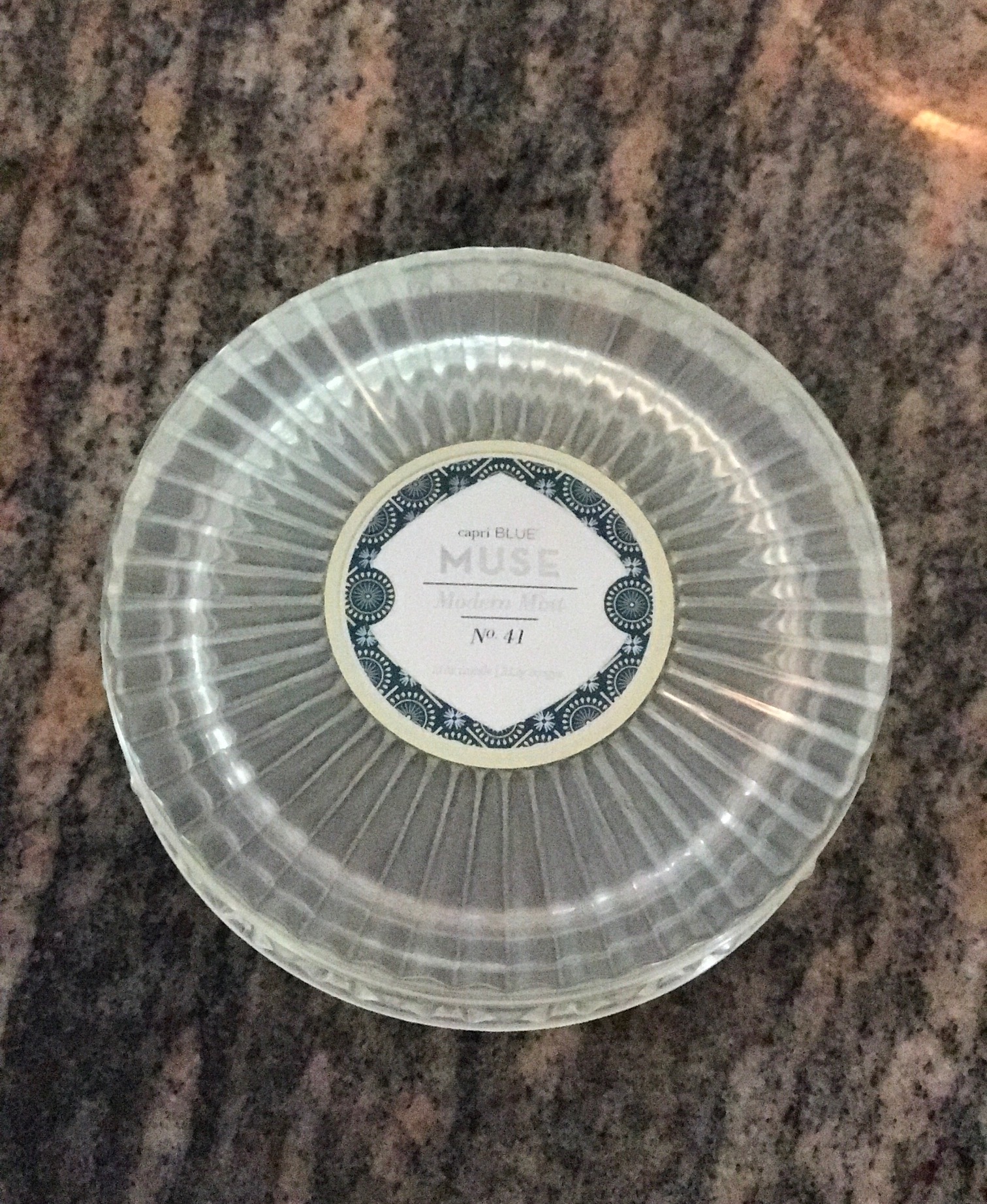 Capri Blue Muse scent candle in cut glass jar, neversaydiebeauty.com