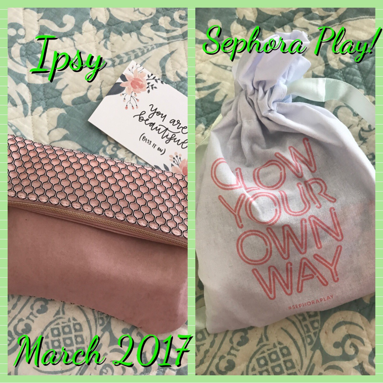 ipsy and Sephora Play bags for March 2017, neversaydiebeauty.com