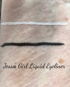 Jesse's Girl Liquid Eyeliner swatches in white and black, neversaydiebeauty.com