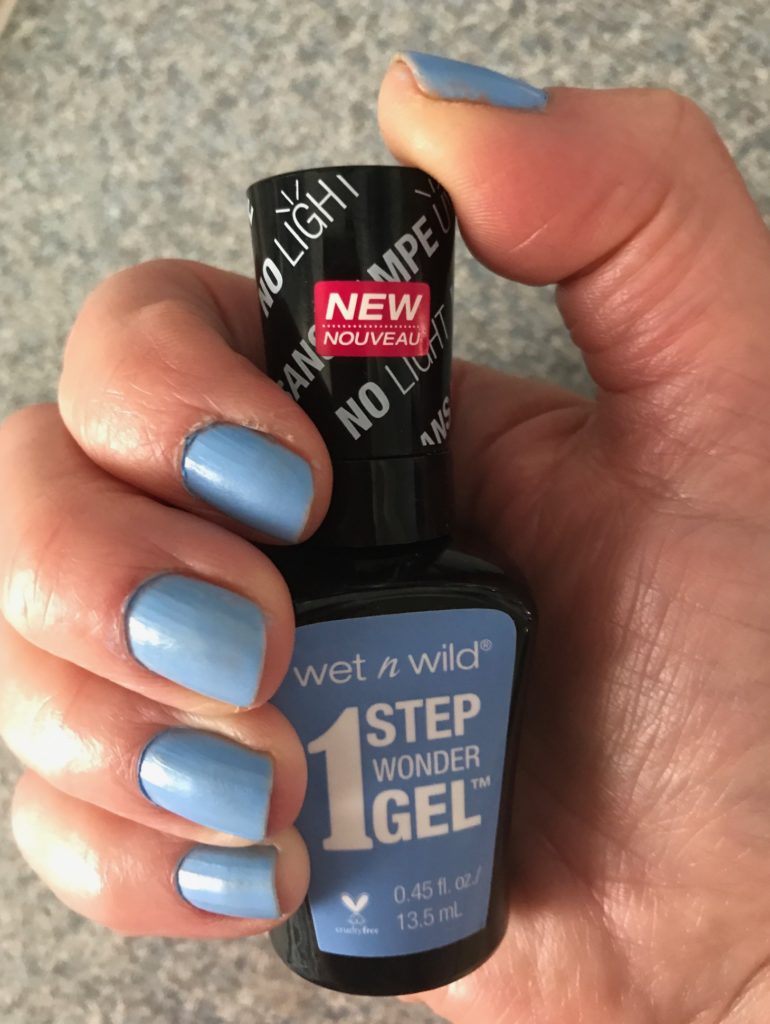 Wet N Wild 1 Step WonderGel Nail Color in Periwinkle showing my nails, neversaydiebeauty.com