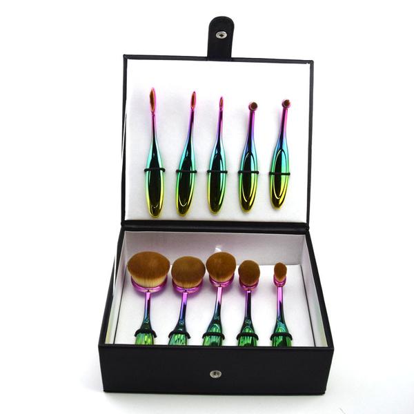 rainbow handled set of 10 makeup brushes and carrying case from Sugar & Cotton