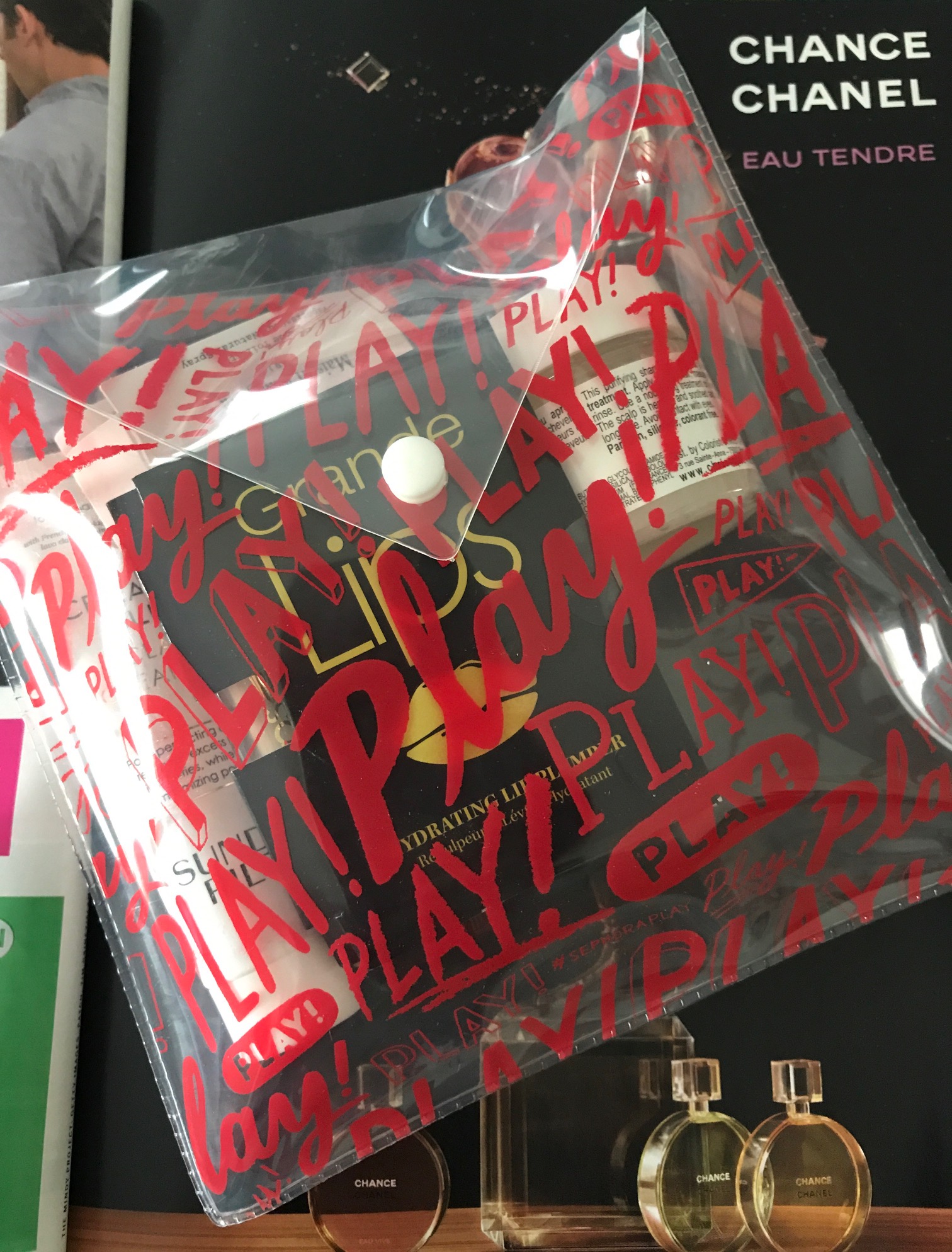 Sephora Play plastic bag w cosmetics for May 2017, neversaydiebeauty.com