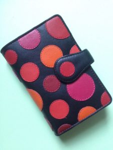 Visconti Pluto "Very Berry" polka dot wallet, neversaydiebeauty.com