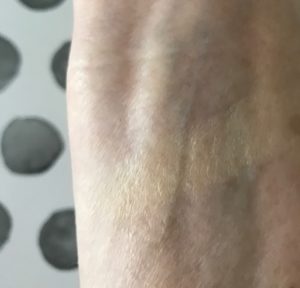swatch of the lightest shade (10) of Paul & Joe Gel Foundation, neversaydiebeauty.com