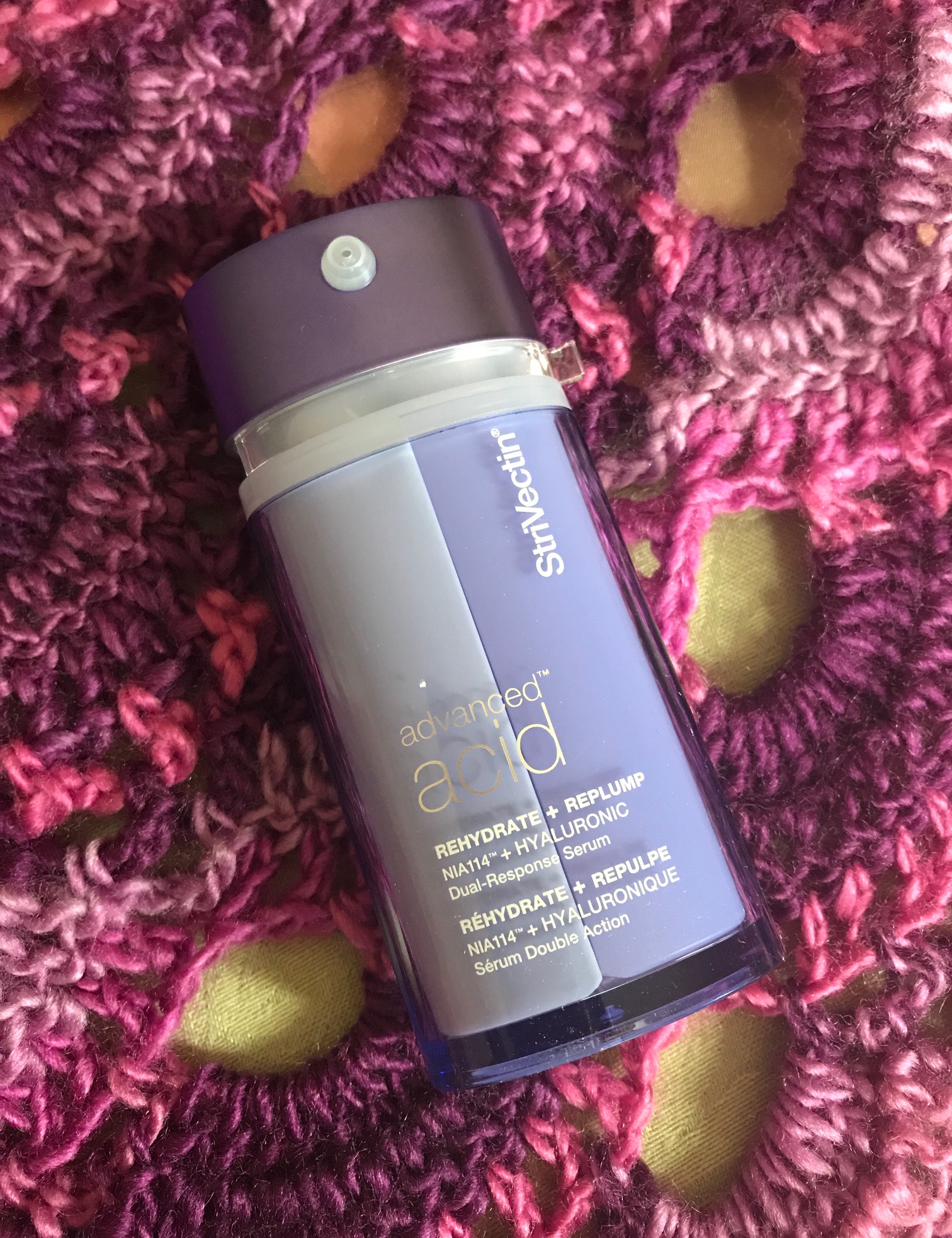 StriVectin Advanced Acid Hyaluronic Acid Dual-Response Serum pump bottle, neversaydiebeauty.com