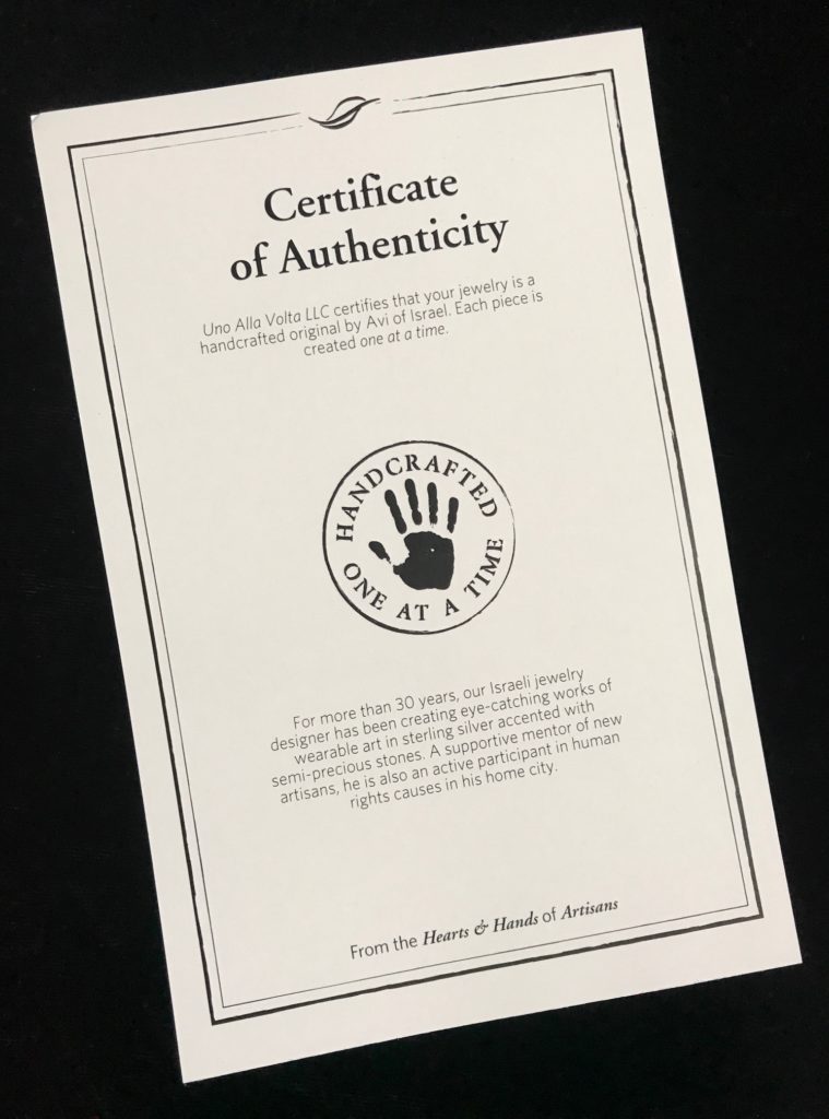Uno Alla Volta Certificate of Authenticity, neversaydiebeauty.com