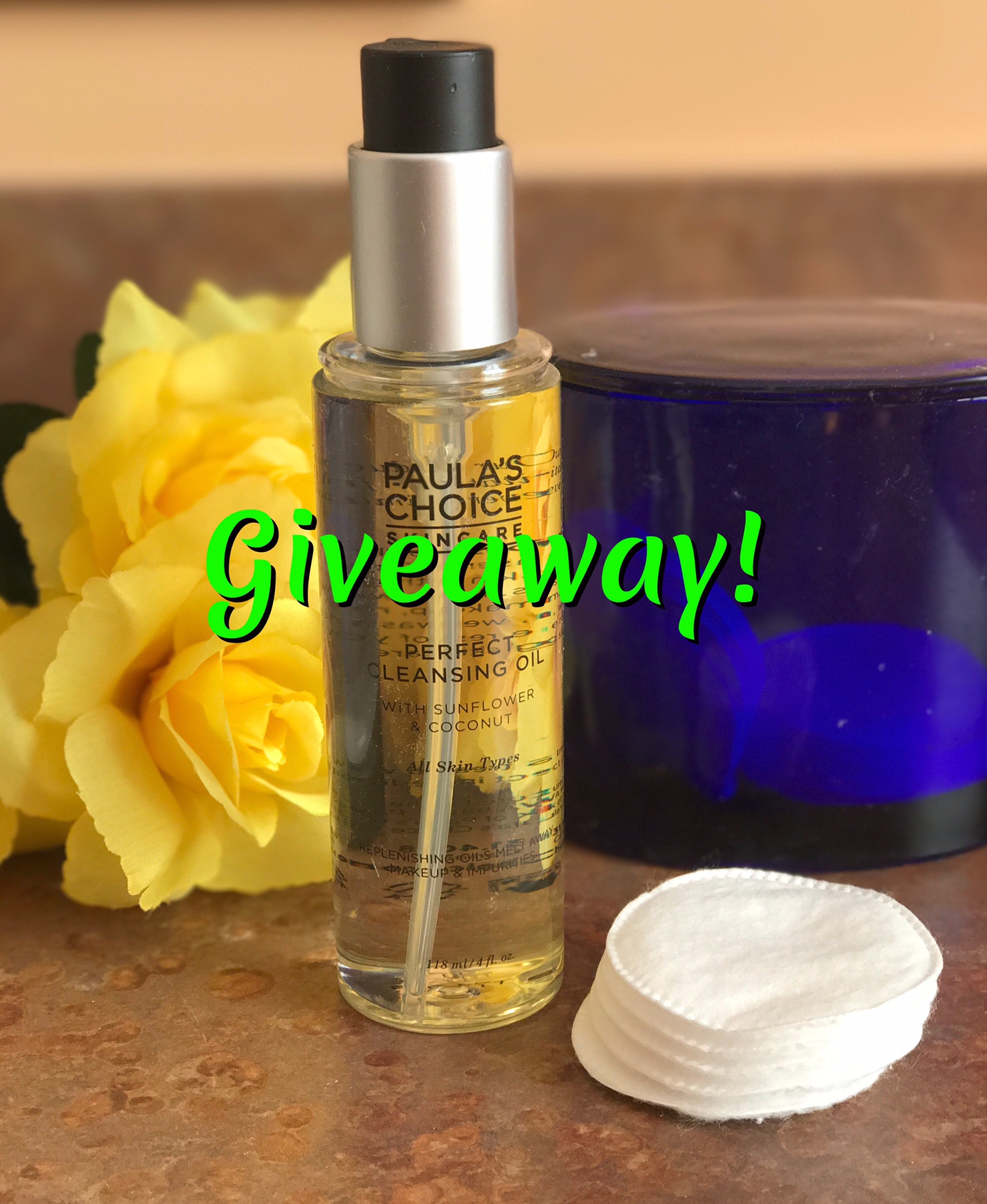 Paula's Choice Perfect Cleansing Oil with giveaway title, neversaydiebeauty.com