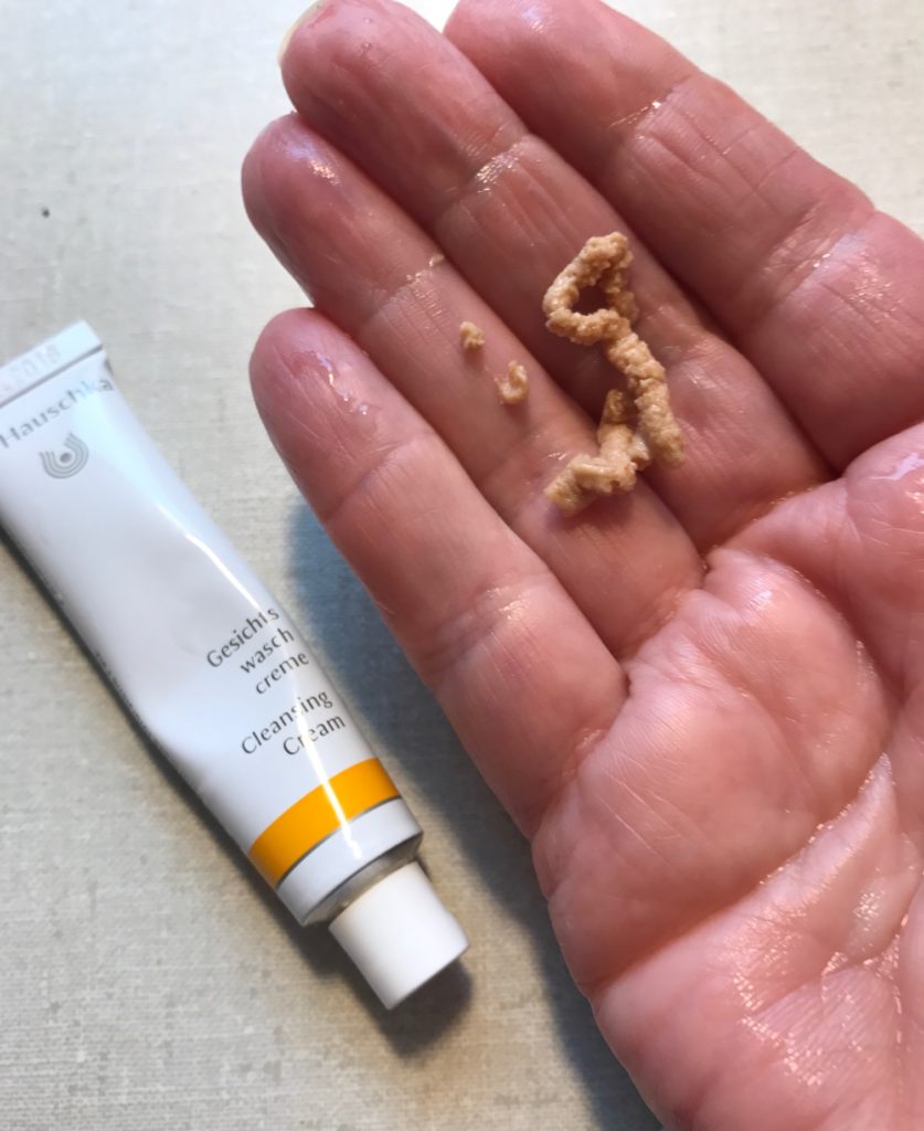 Dr. Hauschka Cleansing Cream squeezed out of the tube, neversaydiebeauty.com