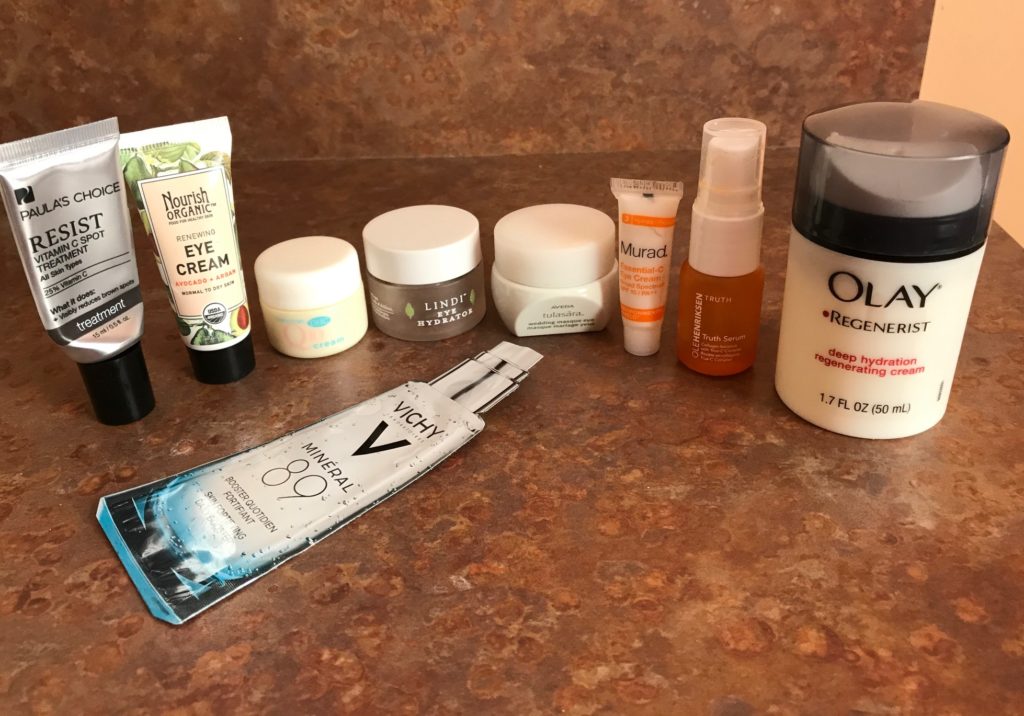 empty skincare products, October 2017