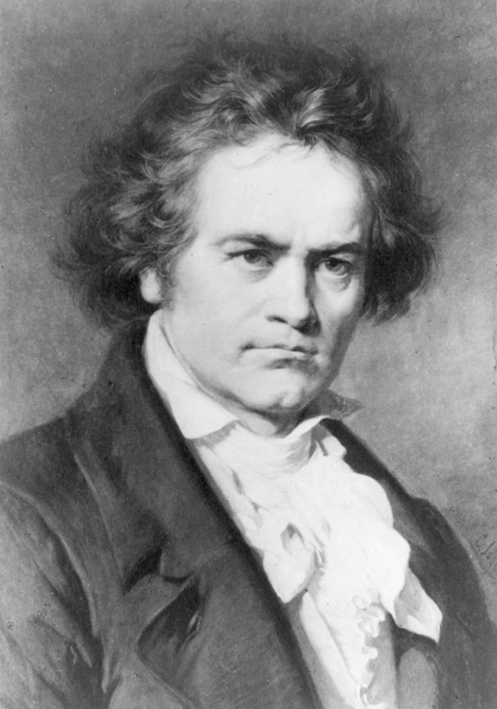 black and white portrait of Beethoven