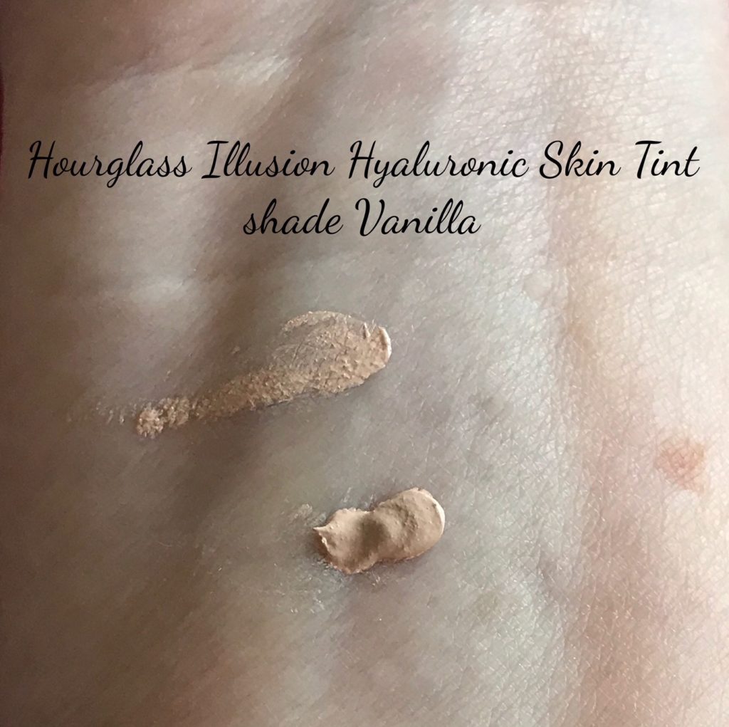 Hourglass Illusion Hyaluronic Skin Tint swatches shade Vanilla, neversaydiebeauty.com