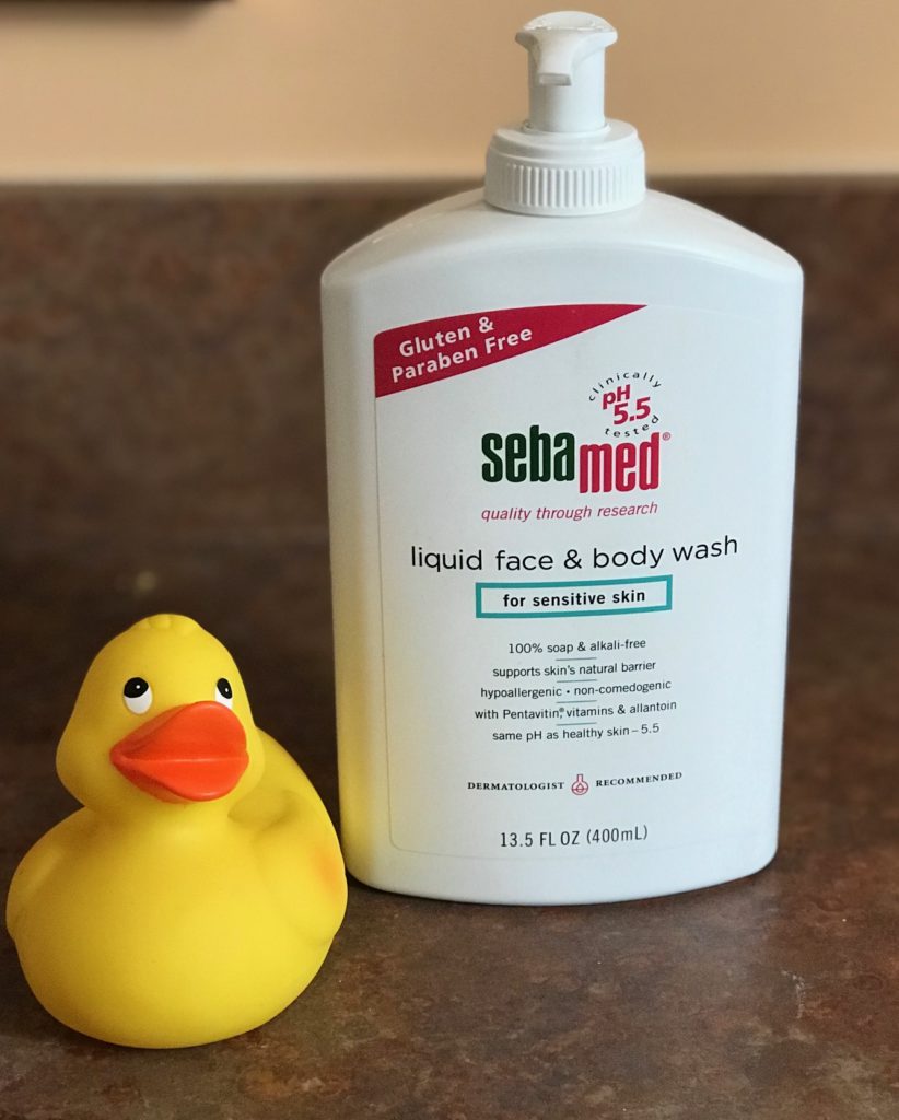 SebaMed Liquid Face and Body Wash pump bottle, neversaydiebeauty.com