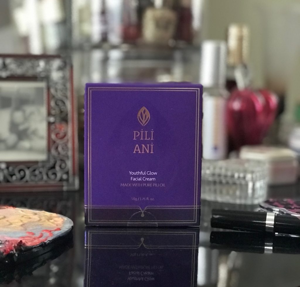 outer packaging for Pili Ani Youthful Glow Facial Cream on my dresser, neversaydiebeauty.com
