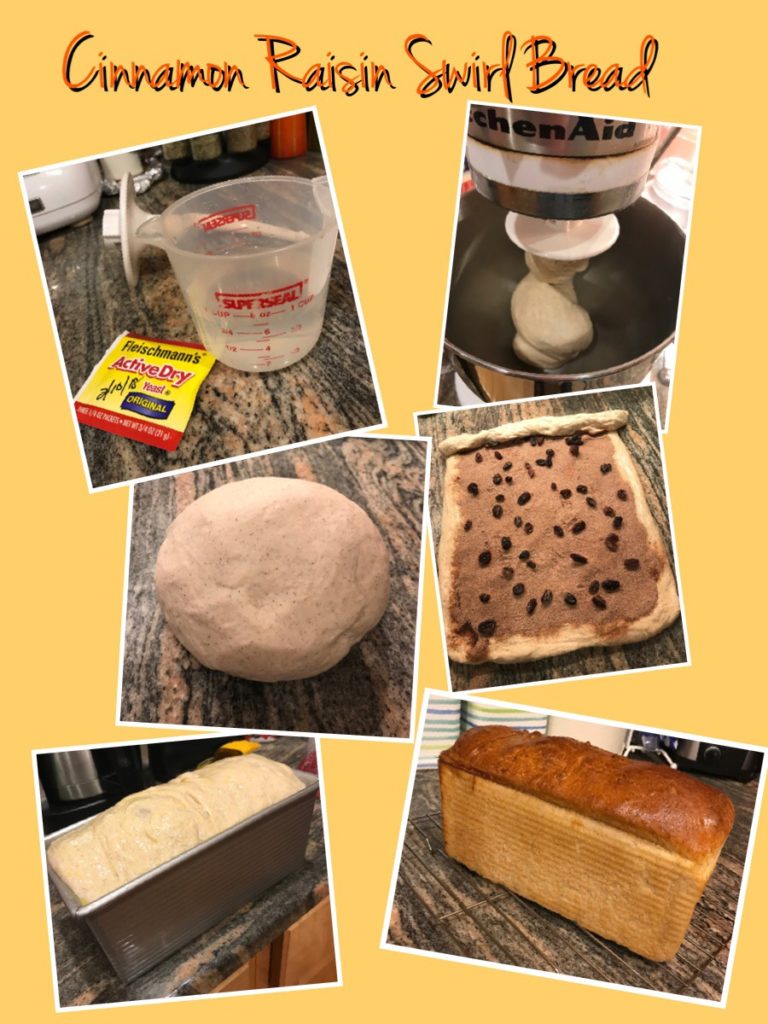 collage of cinnamon-raisin bread photos, neversaydiebeauty.com