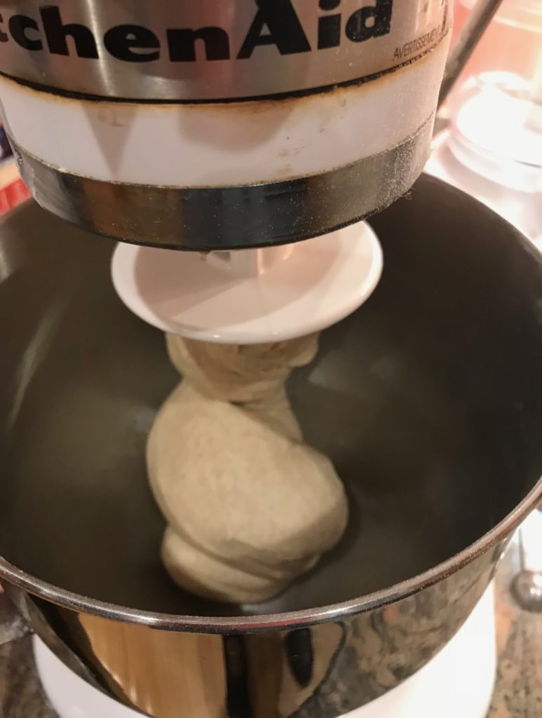 kneading dough with KitchenAid dough hook, neversaydiebeauty.com