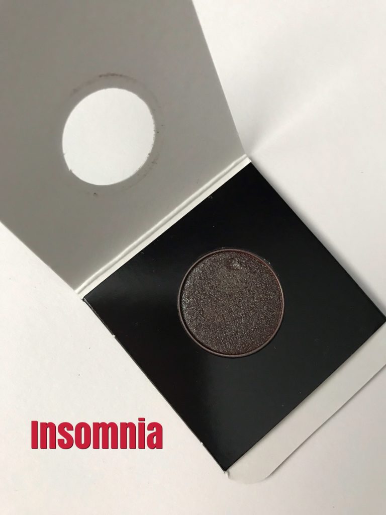 pan of duochrome shadow, Insomnia, a red-brown with teal shift from Makeup Geek, neversaydiebeauty.com