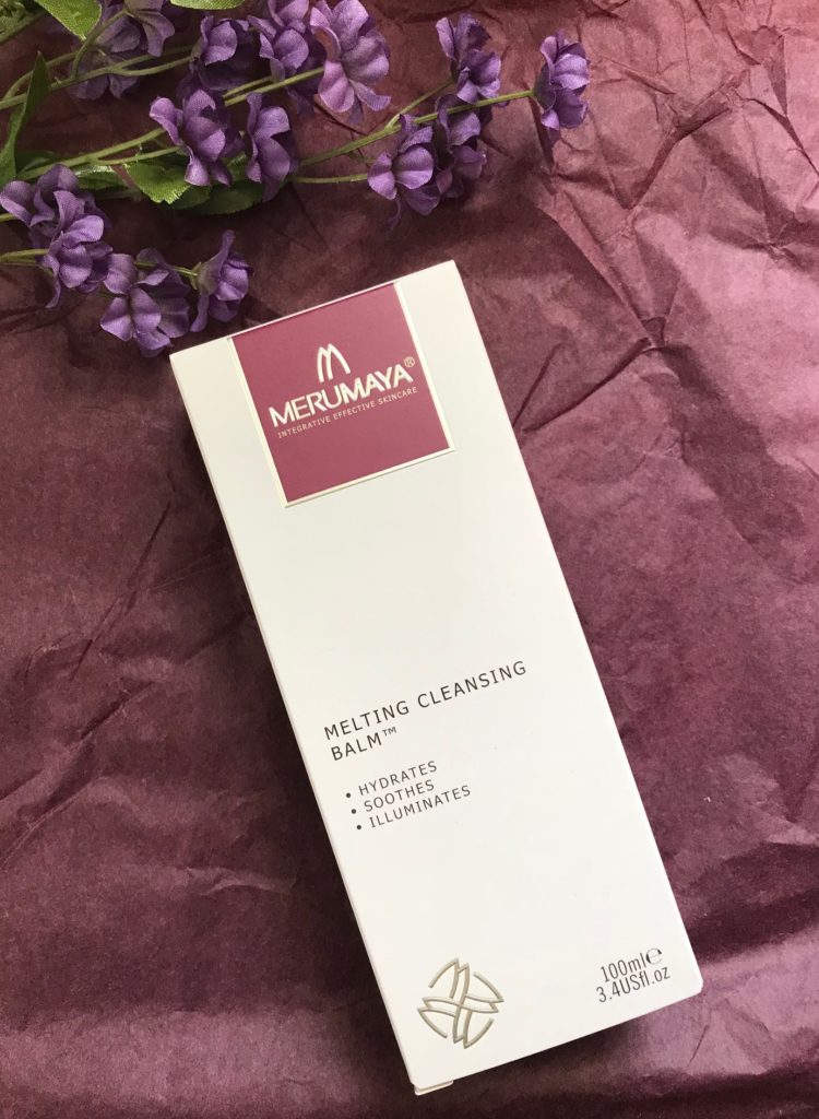 outer box for Merumaya Melting Cleansing Balm, neversaydiebeauty.com