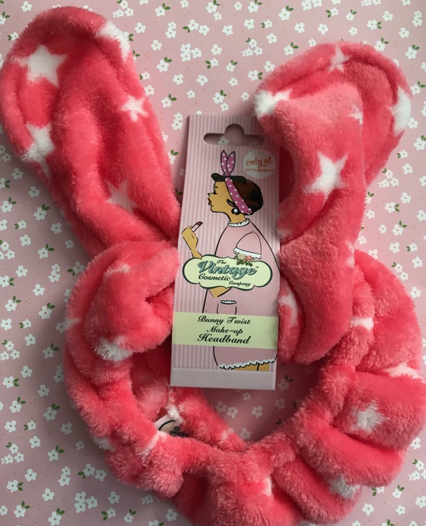 The Vintage Cosmetics Company Bunny Twist Makeup Headband in its packaging, neversaydiebeauty.com