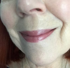 my lips wearing Christina, a mauve shade, from Jesse's Girl Lipstick 18 collection, neversaydiebeauty.com