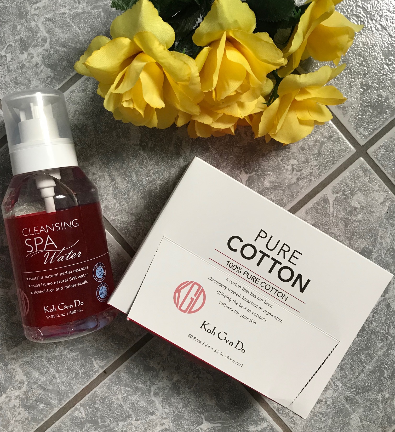 Koh Gen Do Cleansing SPA Water and box of Pure Cotton Pads, neversaydiebeauty.com