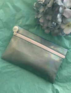 aqua holo Ipsy makeup bag for July 2018, neversaydiebeauty.com