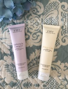 tubes of Farmhouse Fresh Steeped Milk Lotion Hand Cream in Buttermilk Lavender and Honey-Chair, neversaydiebeauty.com