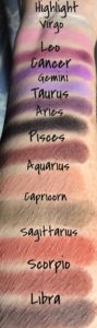 labeled Zodiac Palette by BH Cosmetics matte eyeshadow swatches, neversaydiebeauty.com