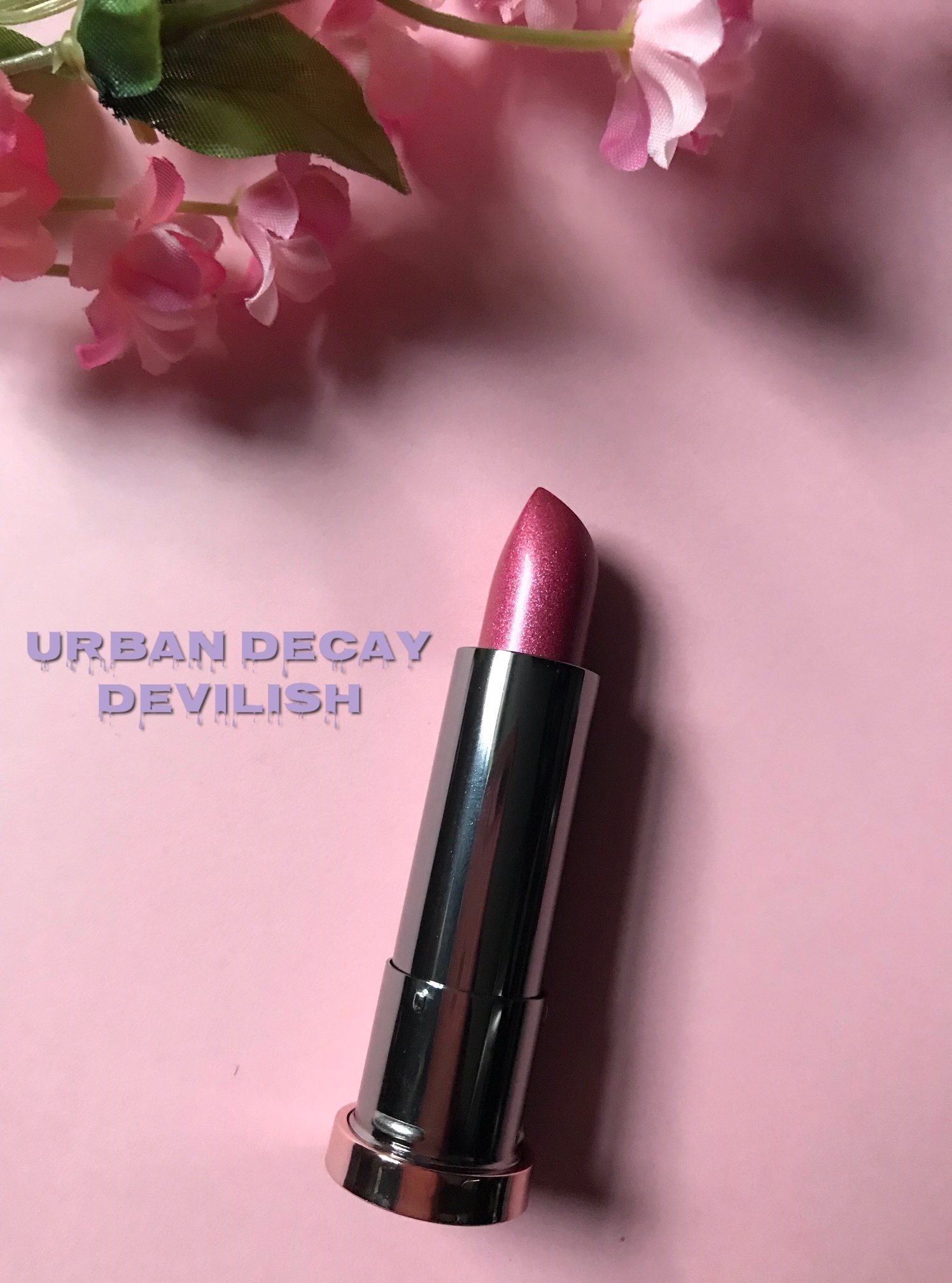 Urban Decay Vice Lipstick bullet in pink metallized shade, Devilish, neversaydiebeauty.com
