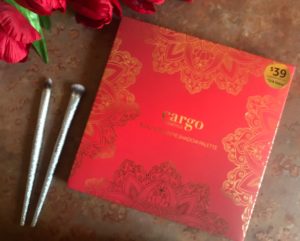 Cargo Namastay Blockbuster Eyeshadow Palette outer box red with gold, neversaydiebeauty.com