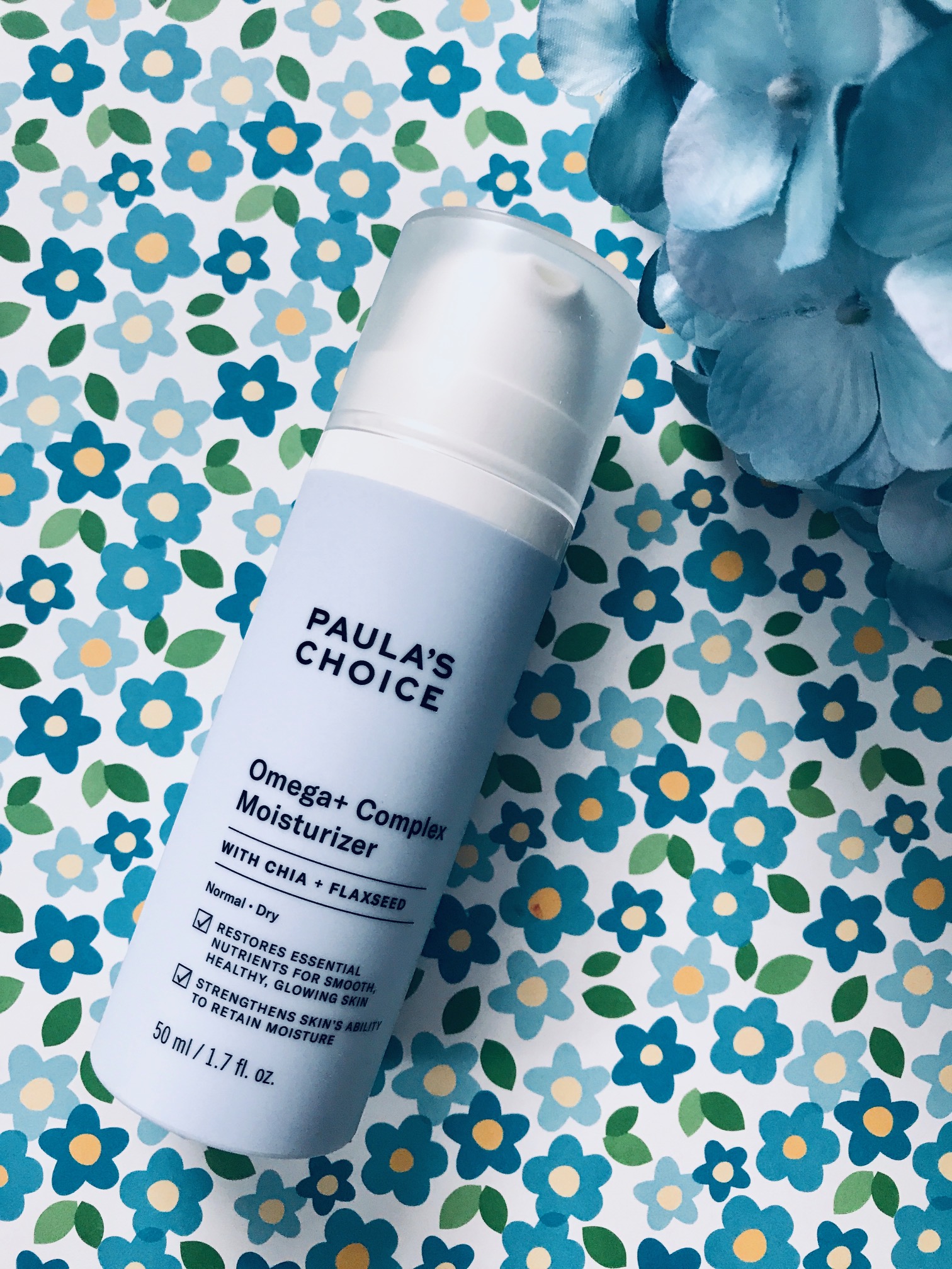 bottle of Paula's Choice Omega+ Complex Moisturizer, neversaydiebeauty.com