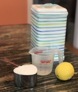 ingredients to make candied lemon slices, neversaydiebeauty.com